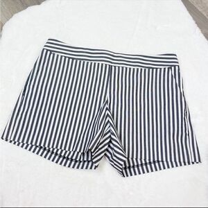 Express Striped Flat Front Shorts Black White 4 Mid Rise